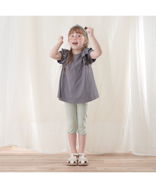 Lycee mine（リセマイン）の「【ラインフラワーメッシュ】メロー7分丈レギンス（レギンス/スパッツ・キッズ・エメラルド/ライトベージュ/ラベンダー/ブラック・110cm/120cm/140cm/100cm/150cm/130cm）」の15枚目の写真