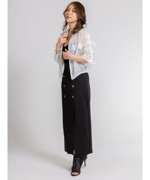DURAS トレンチ風スリット入りロングスカート DURAS（デュラス）の「トレンチ風スリット入りロングスカート