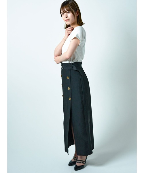 DURAS トレンチ風スリット入りロングスカート DURAS（デュラス）の「トレンチ風スリット入りロングスカート