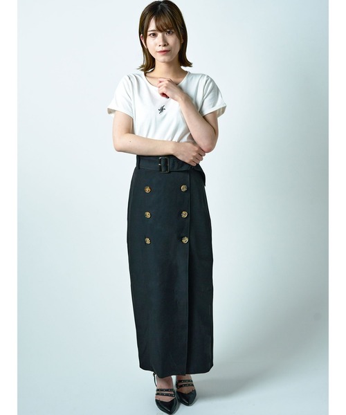 DURAS トレンチ風スリット入りロングスカート DURAS（デュラス）の「トレンチ風スリット入りロングスカート
