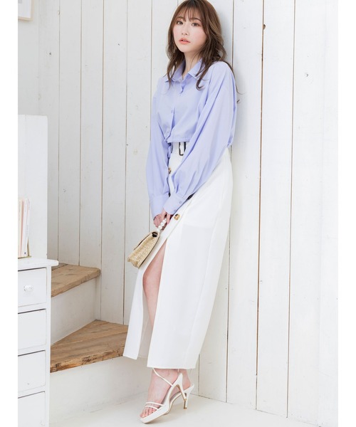 DURAS トレンチ風スリット入りロングスカート DURAS（デュラス）の「トレンチ風スリット入りロングスカート