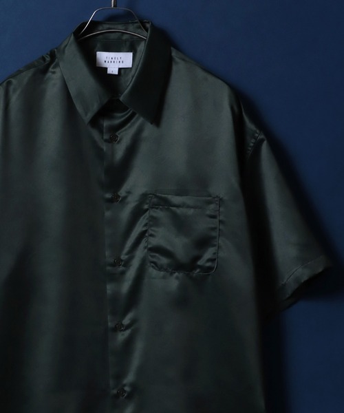 ANPAS（アンパス）の「Satin Total Pattern Print Oversized Shirt/サテン 総柄プリント オーバーサイズ とろみシャツ（シャツ/ブラウス・メンズ・ホワイト系その他/ブルー系その他/グリーン系その他/ブラック系その他2/ブラック系その他/ホワイト系その他2/ブラック系その他3・M/L/LL）」の6枚目の写真