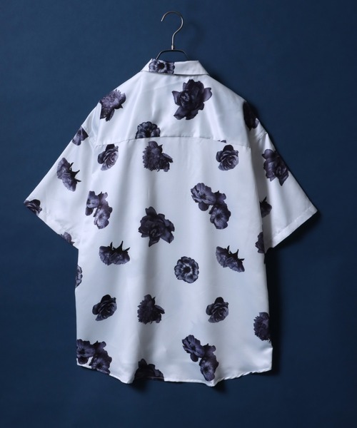 ANPAS（アンパス）の「Satin Total Pattern Print Oversized Shirt/サテン 総柄プリント オーバーサイズ とろみシャツ（シャツ/ブラウス・メンズ・ホワイト系その他/ブルー系その他/グリーン系その他/ブラック系その他2/ブラック系その他/ホワイト系その他2/ブラック系その他3・M/L/LL）」の22枚目の写真