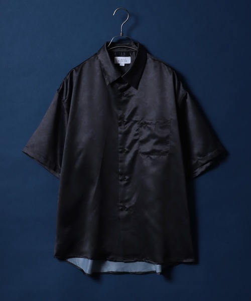 ANPAS（アンパス）の「Satin Total Pattern Print Oversized Shirt/サテン 総柄プリント オーバーサイズ とろみシャツ（シャツ/ブラウス・メンズ・ホワイト系その他/ブルー系その他/グリーン系その他/ブラック系その他2/ブラック系その他/ホワイト系その他2/ブラック系その他3・M/L/LL）」の11枚目の写真