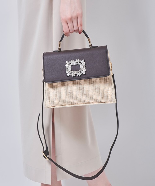 31 Sons de mode（トランテアン　ソン　ドゥ　モード）の「ビジューバックルショルダーバッグ（ショルダーバッグ・レディース・ブラウン/オフホワイト・フリー）」の3枚目の写真