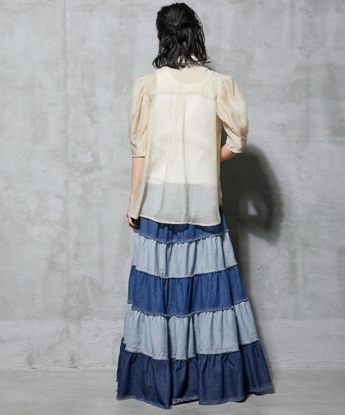 GEVS.（ジェイヴィス）の「＜大きいサイズ＞ シアーパフスリーブブラウス GEVS.（シャツ/ブラウス・レディース・ブラック/クリーム・4L/L/5L/3L/LL）」の20枚目の写真