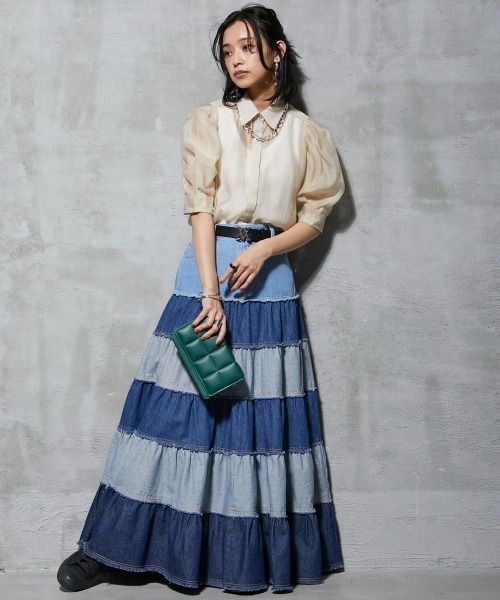 GEVS.（ジェイヴィス）の「＜大きいサイズ＞ シアーパフスリーブブラウス GEVS.（シャツ/ブラウス・レディース・ブラック/クリーム・4L/L/5L/3L/LL）」の11枚目の写真