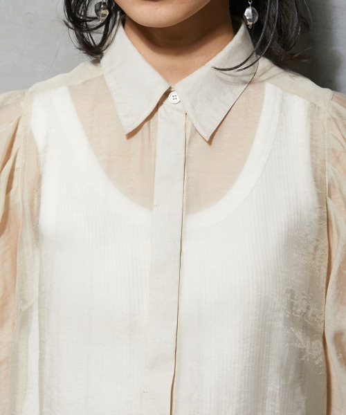 GEVS.（ジェイヴィス）の「＜大きいサイズ＞ シアーパフスリーブブラウス GEVS.（シャツ/ブラウス・レディース・ブラック/クリーム・4L/L/5L/3L/LL）」の12枚目の写真