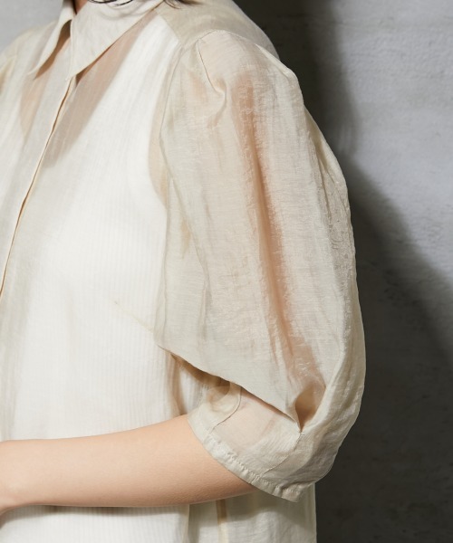 GEVS.（ジェイヴィス）の「＜大きいサイズ＞ シアーパフスリーブブラウス GEVS.（シャツ/ブラウス・レディース・ブラック/クリーム・4L/L/5L/3L/LL）」の14枚目の写真