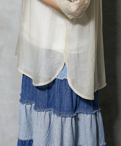 GEVS.（ジェイヴィス）の「＜大きいサイズ＞ シアーパフスリーブブラウス GEVS.（シャツ/ブラウス・レディース・ブラック/クリーム・4L/L/5L/3L/LL）」の15枚目の写真