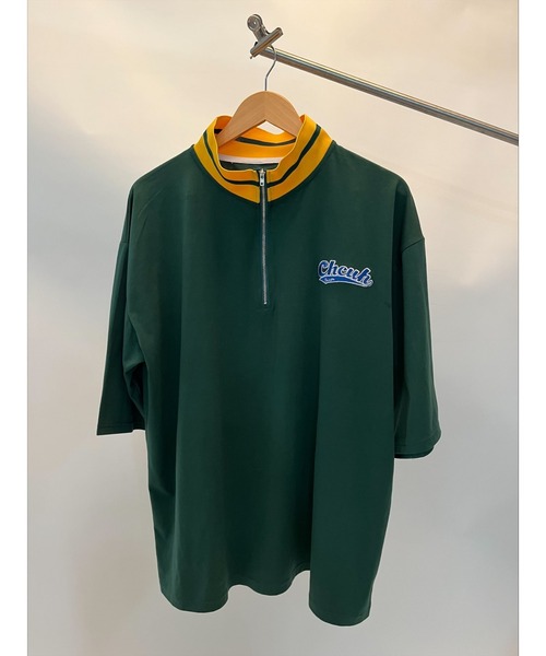 DEVICE(デバイス)の「ストリート スタンド ハーフジップ カレッジロゴ Tシャツ トラックジャケット(ジャージ・レディース・グリーン/アイボリー系・FREE)」の3枚目の写真