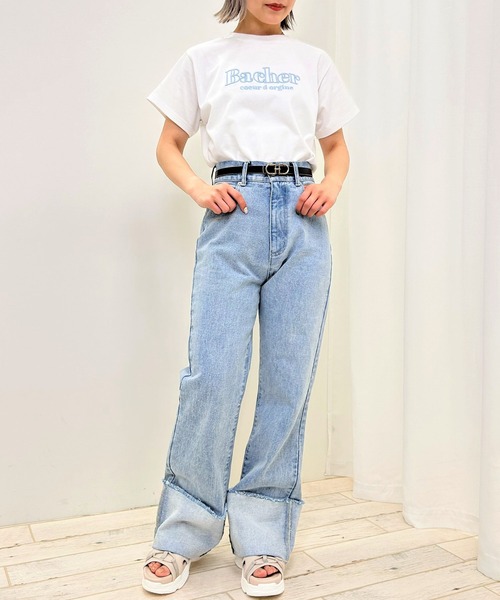 INGNI（イング）の「ふくれ刺しゅうロゴTシャツ（Tシャツ/カットソー・レディース・ホワイト×ピンク/ライトグリーン系1/ホワイト×ブルー/ホワイト×ブラック・M）」の17枚目の写真