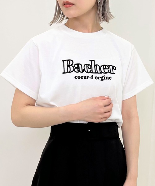 INGNI（イング）の「ふくれ刺しゅうロゴTシャツ（Tシャツ/カットソー・レディース・ホワイト×ピンク/ライトグリーン系1/ホワイト×ブルー/ホワイト×ブラック・M）」の6枚目の写真