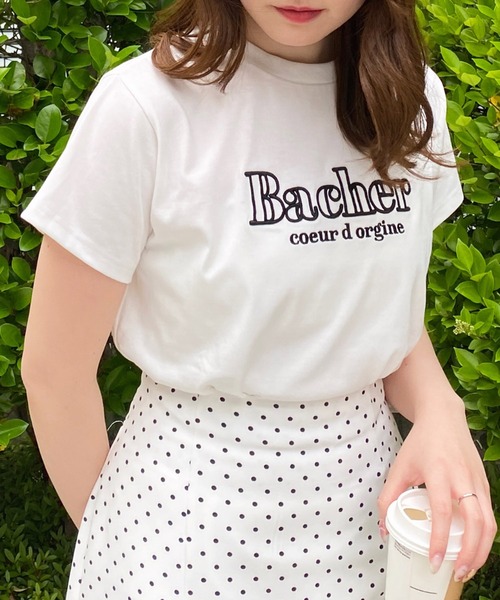 INGNI（イング）の「ふくれ刺しゅうロゴTシャツ（Tシャツ/カットソー・レディース・ホワイト×ピンク/ライトグリーン系1/ホワイト×ブルー/ホワイト×ブラック・M）」の10枚目の写真