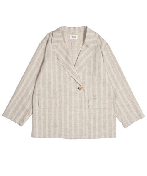OPULENCE（オーピュレンス）の「ストライプリネン調ジャケット（テーラードジャケット・レディース・ベージュ・FREE）」の11枚目の写真