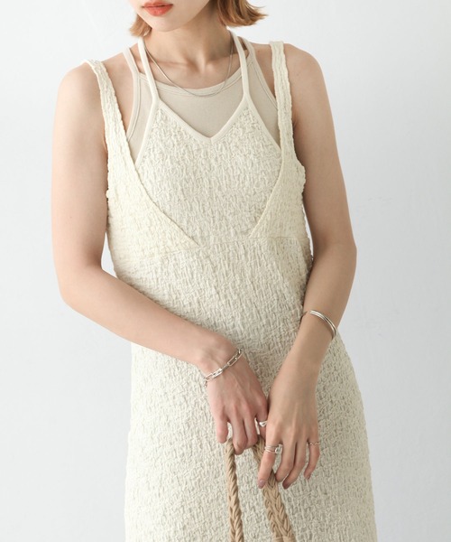 NOBLE✖️ L'AUBE BLANC フクレジャガードワンピース Front drape jacquard Dress – L'AUBE BLANC