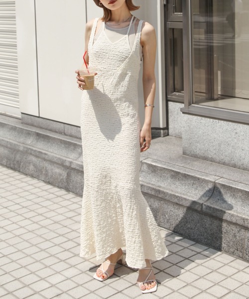 Chillfar（チルファー）の「フクレジャガードワンピース（ワンピース・レディース・グリーン/ブラック/アイボリー・SMALL/MEDIUM）」の9枚目の写真