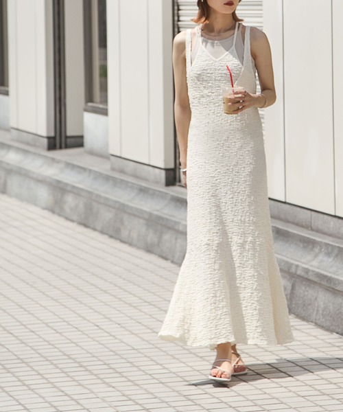Chillfar（チルファー）の「フクレジャガードワンピース（ワンピース・レディース・グリーン/ブラック/アイボリー・SMALL/MEDIUM）」の10枚目の写真