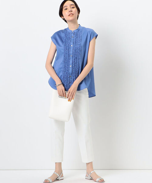 NOLLEY’S（ノーリーズ）の「◇【WEB限定】コットンサテン前立てフリルシャツ（シャツ/ブラウス・レディース・オフホワイト/ライトブルー/ネイビー・FREE）」の19枚目の写真