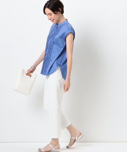 NOLLEY’S（ノーリーズ）の「◇【WEB限定】コットンサテン前立てフリルシャツ（シャツ/ブラウス・レディース・オフホワイト/ライトブルー/ネイビー・FREE）」の21枚目の写真