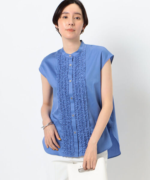 NOLLEY’S（ノーリーズ）の「◇【WEB限定】コットンサテン前立てフリルシャツ（シャツ/ブラウス・レディース・オフホワイト/ライトブルー/ネイビー・FREE）」の22枚目の写真