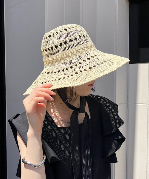 CAPRICIEUX LE'MAGE（カプリシューレマージュ）の「透かしリボンハット（ハット・レディース・ベージュ・FREE）」の5枚目の写真