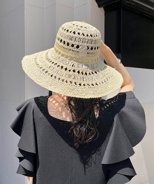CAPRICIEUX LE'MAGE（カプリシューレマージュ）の「透かしリボンハット（ハット・レディース・ベージュ・FREE）」の6枚目の写真