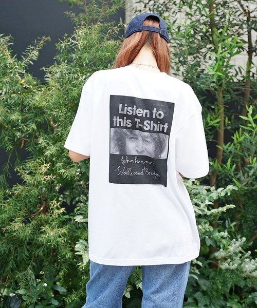 tシャツ +81BRANCA/ハチイチブランカ John Lennon sign＆photo big tee Tシャツ グラフィックＴシャツ レディー セール】+81BRANCA/ハチイチブランカ John Lennon sign&photo