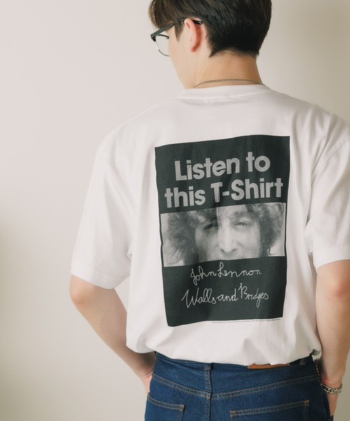 tシャツ +81BRANCA/ハチイチブランカ John Lennon portrait＆sign big tee Tシャツ グラフィックＴシャツ レ セール】+81BRANCA/ハチイチブランカ John Lennon portrait&sign
