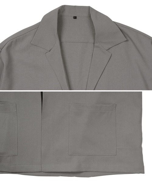 jiggys shop（ジギーズショップ）の「リネンライク ボタンレス 半袖シャツカーディガン（カーディガン/ボレロ・メンズ・ブラック/カーキ/グリーン/グレー・LARGE/MEDIUM/X-LARGE）」の14枚目の写真