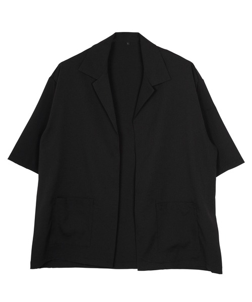 jiggys shop（ジギーズショップ）の「リネンライク ボタンレス 半袖シャツカーディガン（カーディガン/ボレロ・メンズ・ブラック/カーキ/グリーン/グレー・LARGE/MEDIUM/X-LARGE）」の5枚目の写真