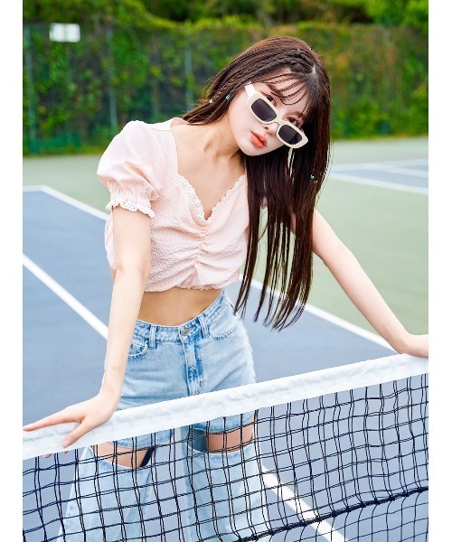 Darich（ダーリッチ）の「ストライプコンパクトトップス（Tシャツ/カットソー・レディース・ブラック/ピンク/ミント・FREE）」の7枚目の写真