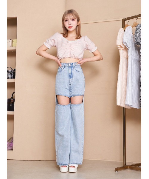 Darich（ダーリッチ）の「ストライプコンパクトトップス（Tシャツ/カットソー・レディース・ブラック/ピンク/ミント・FREE）」の6枚目の写真