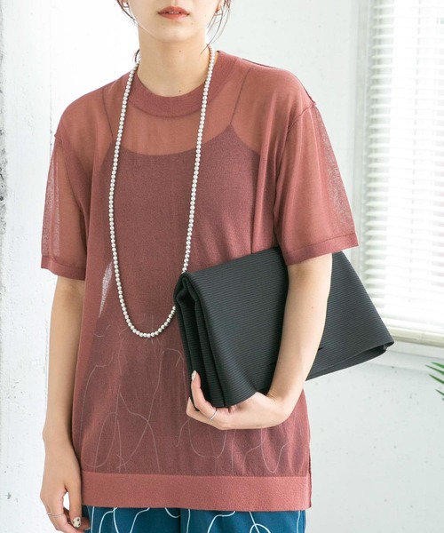 KBF（ケイビーエフ）の「シアーニットTEE（ニット/セーター・レディース・ブラウン系その他/ブルー系その他/グリーン・ONE）」の2枚目の写真