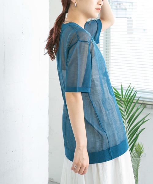 KBF（ケイビーエフ）の「シアーニットTEE（ニット/セーター・レディース・ブラウン系その他/ブルー系その他/グリーン・ONE）」の3枚目の写真