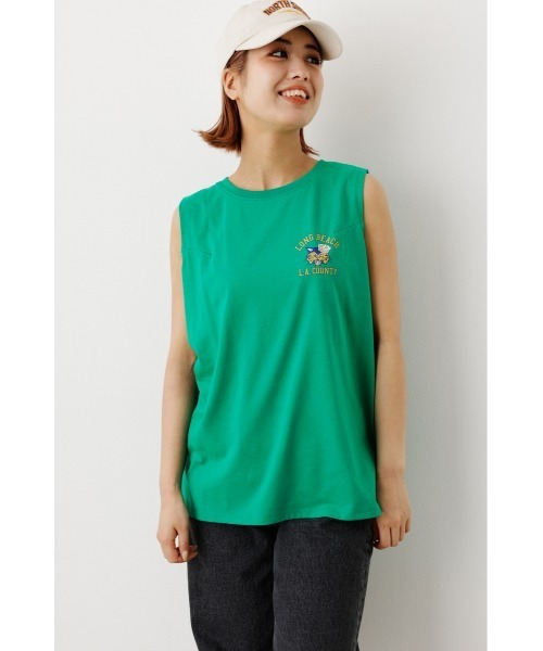 RODEO CROWNS WIDE BOWL（ロデオクラウンズワイドボウル）の「LONG BEACHノースリーブトップス（タンクトップ・レディース・オフホワイト/チャコールグレー/グリーン・FREE）」の17枚目の写真