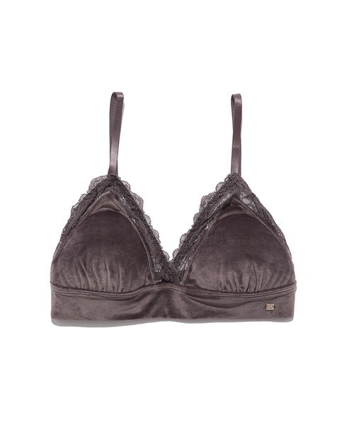 gelato pique（ジェラートピケ）の「ベロア×レースブラ＆ショーツセット（ブラ&ショーツ・レディース・チャコールグレー・FREE）」の3枚目の写真