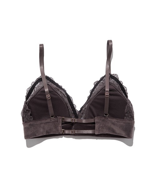 gelato pique（ジェラートピケ）の「ベロア×レースブラ＆ショーツセット（ブラ&ショーツ・レディース・チャコールグレー・FREE）」の4枚目の写真