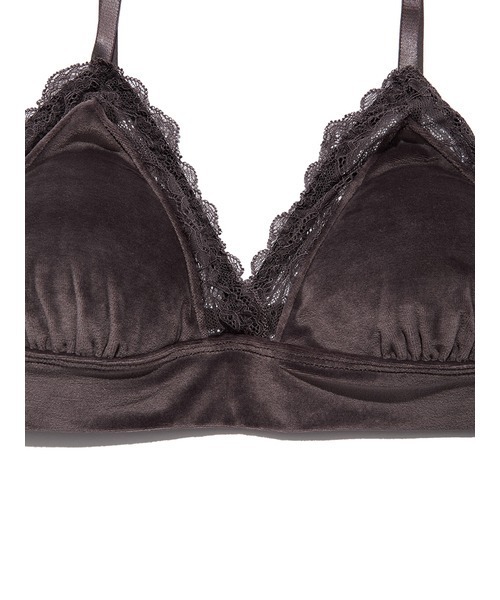 gelato pique（ジェラートピケ）の「ベロア×レースブラ＆ショーツセット（ブラ&ショーツ・レディース・チャコールグレー・FREE）」の5枚目の写真