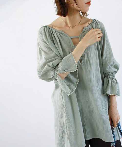 Crisp（クリスプ）の「キャンディスリーブチュニック（チュニック・レディース・ミント/アイボリー・FREE）」の2枚目の写真