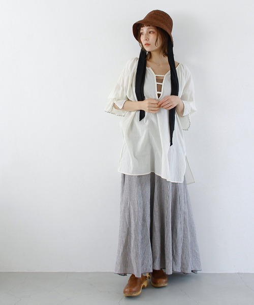 Crisp（クリスプ）の「キャンディスリーブチュニック（チュニック・レディース・ミント/アイボリー・FREE）」の18枚目の写真