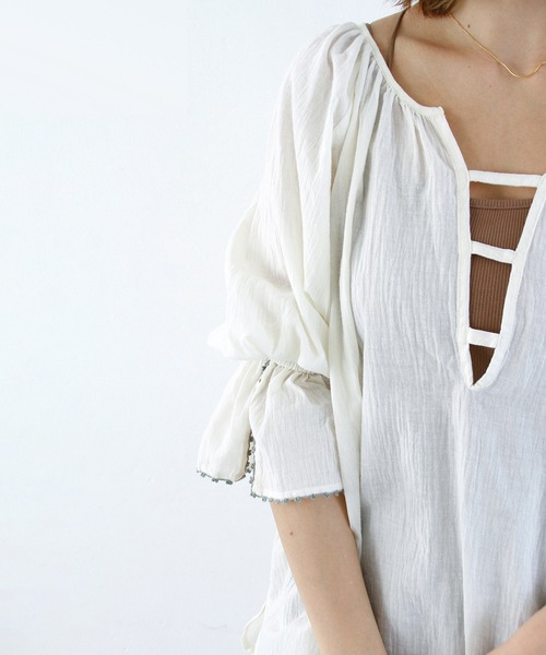 Crisp（クリスプ）の「キャンディスリーブチュニック（チュニック・レディース・ミント/アイボリー・FREE）」の8枚目の写真