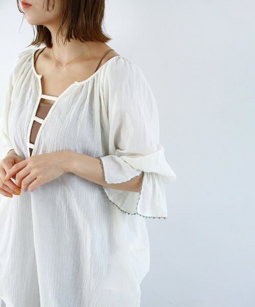 Crisp（クリスプ）の「キャンディスリーブチュニック（チュニック・レディース・ミント/アイボリー・FREE）」の19枚目の写真