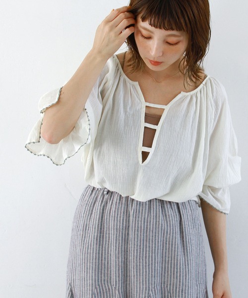 Crisp（クリスプ）の「キャンディスリーブチュニック（チュニック・レディース・ミント/アイボリー・FREE）」の4枚目の写真