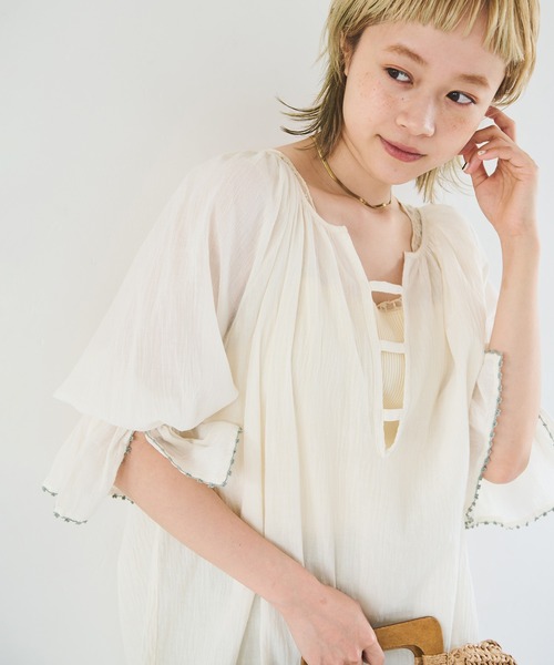 Crisp（クリスプ）の「キャンディスリーブチュニック（チュニック・レディース・ミント/アイボリー・FREE）」の15枚目の写真