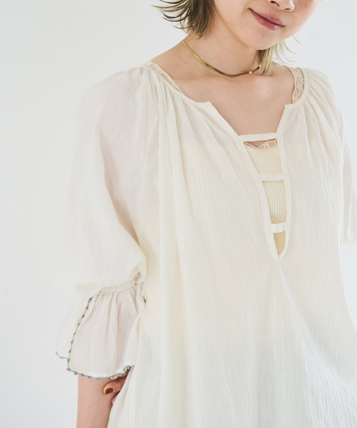 Crisp（クリスプ）の「キャンディスリーブチュニック（チュニック・レディース・ミント/アイボリー・FREE）」の10枚目の写真