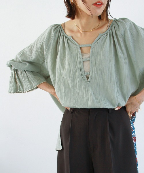 Crisp（クリスプ）の「キャンディスリーブチュニック（チュニック・レディース・ミント/アイボリー・FREE）」の6枚目の写真