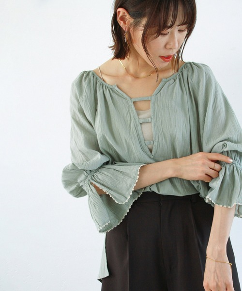 Crisp（クリスプ）の「キャンディスリーブチュニック（チュニック・レディース・ミント/アイボリー・FREE）」の16枚目の写真