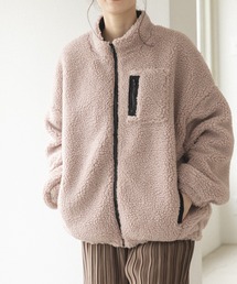 【ママサイズ】ボリューム袖 ボア 長袖 ブルゾン ジャケット アウター