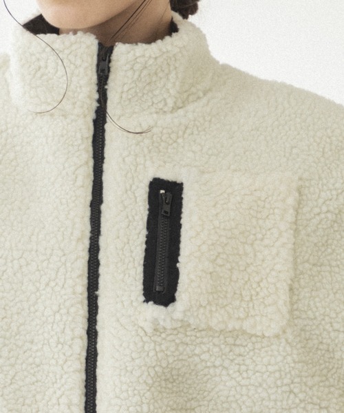 pairmanon（ペアマノン）の「【ママサイズ】ボリューム袖 ボア 長袖 ブルゾン ジャケット アウター（ブルゾン・レディース・モカ/スモークピンク/アイボリー/ライトピンク/グレイッシュベージュ・FREE）」の8枚目の写真